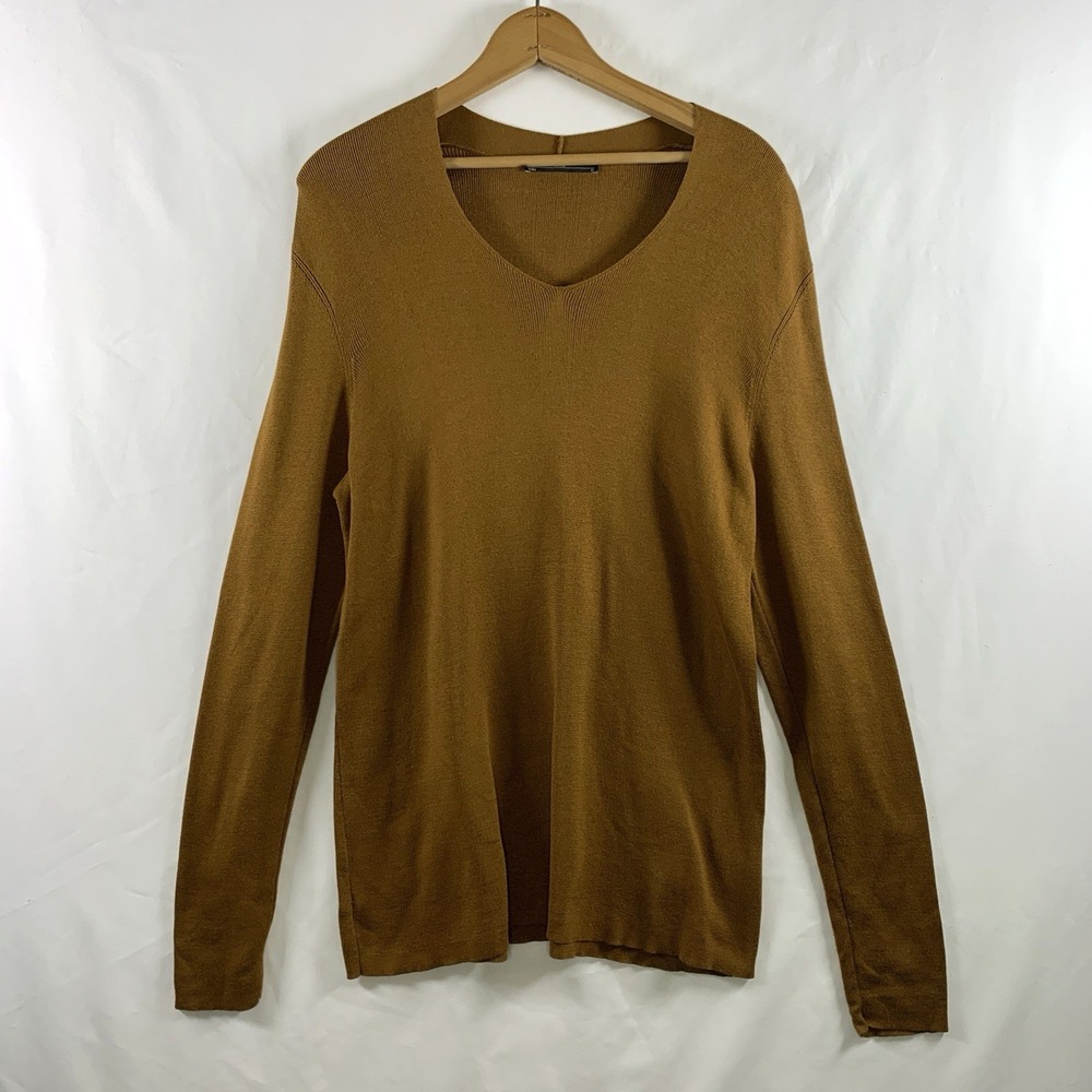 Peruvian Connection Womens Pima Cotton Fitted Sweater  L/XL Quiet Luxury V Neck